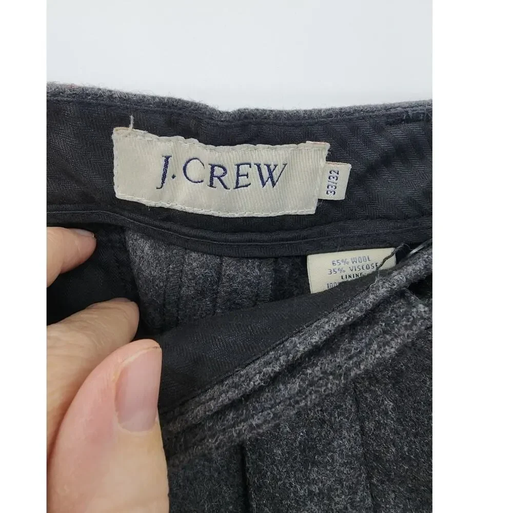 Men's J. Crew Wool Cargo Trouser Pant Flap Pockets Size 33 X 32 Grey Dark‎